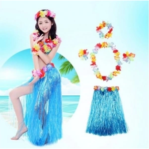 BFS Nessiworld  Luau Aloha Hawaii Partisi  Etek Taç ve Bileklik Seti Mavi