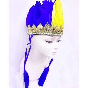 BFS Nessiworld  Sarı Lacivert Renk Tüylü Kızılderili Başlığı | Fenerbahçe Taraftar Başlığı