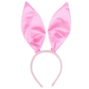 BFS     Pembe Renk Saten Kaplama Şekil Verilebilir Tavşan Kulak Taç 35x11 cm