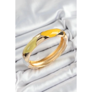 BFS Pirinç Beyaz Yeşil Sarı Mineli Baklava Model Gold Renk Kadın Kelepçe