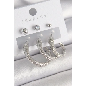 BFS Pirinç Gold Renk Zirkon Taş Detaylı Halka Yılan Model Kadın Küpe Seti