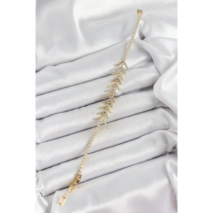 BFS Pirinç Gold Renk Zirkon Taşlı Balık Sırtı Kadın Bileklik