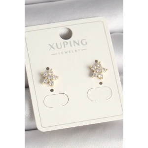 BFS Pirinç Gold Renk Zirkon Taşlı Çiçek Model Xuping Kadın Küpe