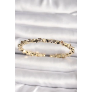 Mey İthalat® Pirinç Gold Renk Zirkon Taşlı Küp Dorika Model Kadın Bileklik