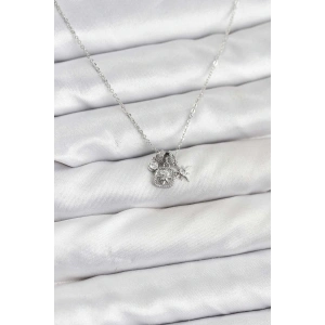 BFS Pirinç Gümüş Renk Minimal Charmlı Kadın Kolye