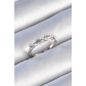 BFS Pirinç Gümüş Renk Sarmal İnci Model Kadın Yüzük