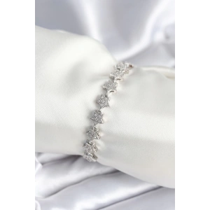 Mey İthalat® Pirinç Gümüş Renk Yıldız Model Kadın Bileklik
