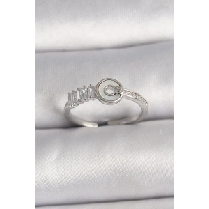 BFS Pirinç Gümüş Renk Zirkon Taşlı Ayarlanabilir Kadın Yüzük