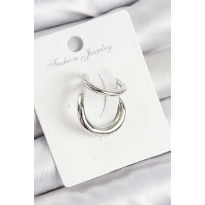 BFS Pirinç Halka Model Gümüş Renk Sağ Kıkırdak Küpe