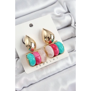 BFS Pirinç Karışık Renk Vintage Model Kadın Küpe