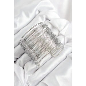 Mey İthalat® Pirinç Tel Sarma Model Gümüş Renk Kadın Bileklilk
