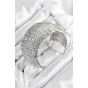 Mey İthalat® Pirinç Tel Sarma Model Gümüş Renk Kadın Bileklilk