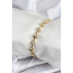 Mey İthalat® Pirinç VIP Seri Gold Renk Topçuk Model Kadın Bileklik
