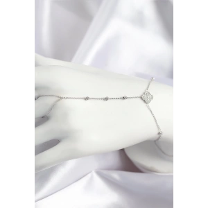 BFS Pirinç Zirkon Taşlı Yonca Model Gümüş Renk Şahmeran