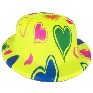 BFS   Plastik Neon Desenli UV Işık Parti Şapkası Sarı 1 Adet
