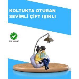 BFS Romantik Çift Temalı Dekoratif Masa Lambası Yumuşak LED Işık