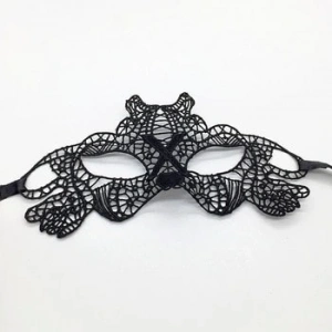 BFS   Siyah Renk Dantel Kesim Dantel İşlemeli Balo Parti Maskesi 11 No