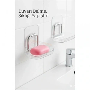 BFS Yapışkanlı Sabunluk – Su Giderli, Katı Sabun Kutusu, 13 x 9 cm