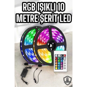 BFS Yeni Nesil RGB Işıklı 10Metre Şerit Led Kumandalı Şarj Edilebilir