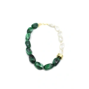 Boncuklu İnci Kolye - Yeşil