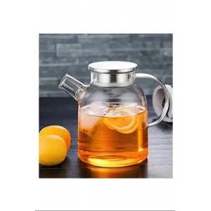 Çelik Kapaklı Borosilikat Uzun Cam Demlik 1800 Ml Royaleks-CM-2003