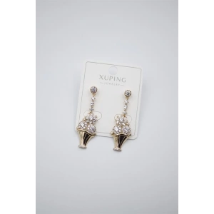 Çiçek Buketi Küpe - Altın