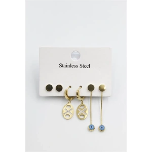 Çoklu Nazar Küpe - Altın