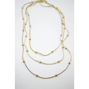 Çoklu Zincir Toplu Çelik Kolye - Altın