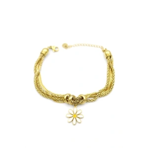 Çoklu Zincirli Papatya Bileklik - Altın