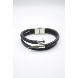 Deri Çivi Bileklik - Gümüş