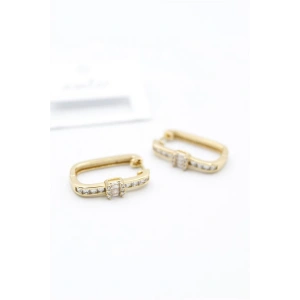 Dikdörgen Taşlı Küpe - Altın