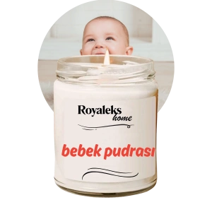 Doğal Özel Seri Kokulu Dekoratif Kavanoz Mum 210 cc - Bebek Pudrası - RYL