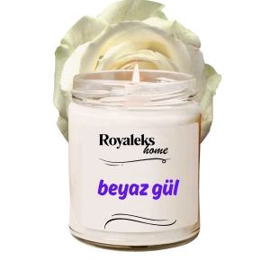 Doğal Özel Seri Kokulu Dekoratif Kavanoz Mum 210 cc - Beyaz Gül - RYL