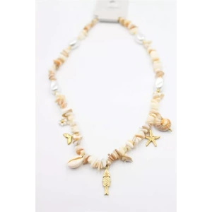 Doğal Taş Kolye - Krem