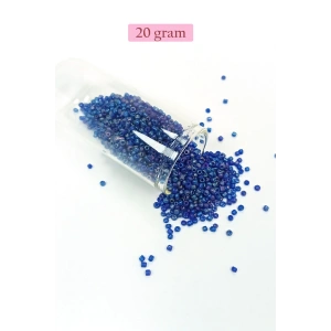 Dökme Cam Kum Boncuk (11/0) 2 mm - 20 Gram -  Koyu Mavi - BNC017