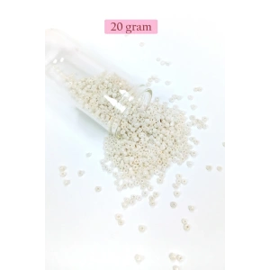 Dökme Cam Kum Boncuk (11/0) 2 mm - 20 Gram -  Parlak Beyaz - BNC030