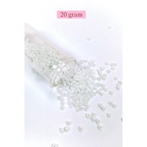 Dökme Cam Kum Boncuk (8/0) 3 mm - 20 Gram - İnci Beyaz - BNC145