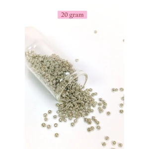 Dökme Cam Kum Boncuk (8/0) 3 mm - 20 Gram - Parlak Gümüş - BNC147