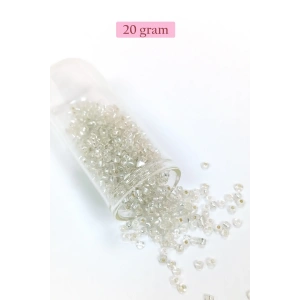 Dökme Cam Kum Boncuk (8/0) 3 mm - 20 Gram - Şeffaf Gümüş - BNC160