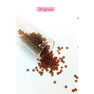 Dökme Cam Kum Boncuk (8/0) 3 mm - 20 Gram - Şeffaf Koyu Kahve - BNC159