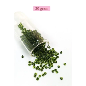 Dökme Cam Kum Boncuk (8/0) 3 mm - 20 Gram - Şeffaf Yeşil Siyah - BNC179