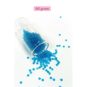 Dökme Cam Kum Boncuk (8/0) 3 mm - 60 Gram - Şeffaf Deniz Mavi - BNC221