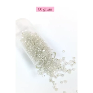 Dökme Cam Kum Boncuk (8/0) 3 mm - 60 Gram - Şeffaf Gümüş - BNC201