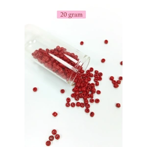 Dökme Cam Kum Boncuk Büyük Boy (6/0) 4 mm - 20 Gram - Koyu Kırmızı - BNC074