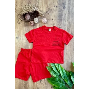 Erkek Çocuk Yazlık Şort Takım Kırmızı
