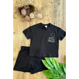 Erkek Çocuk Yazlık Şort Takım Siyah