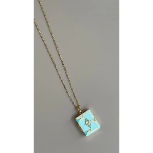 Etnik Desen Kapaklı Kolye - Mavi