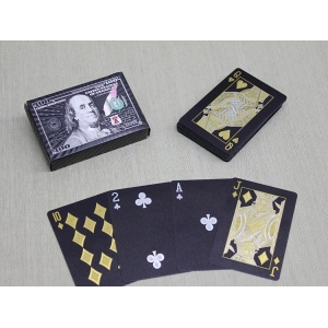 Gümüş Dolar Tasarımlı Siyah İskambil Oyun Kartı