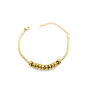 Halkalı Yılan Zincir Bileklik - Altın