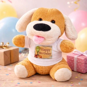 Happy Birthday Tişörtlü Peluş Köpek